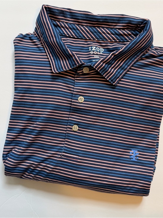 Izod Other - Izod Golf Striped Polo Shirt XXL Blue